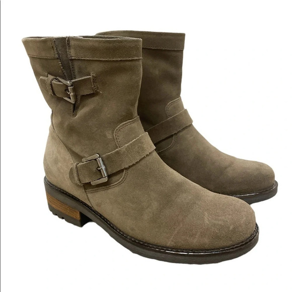 La Canadienne Charlotte Waterproof Moto Boots STONE OILED SUEDE